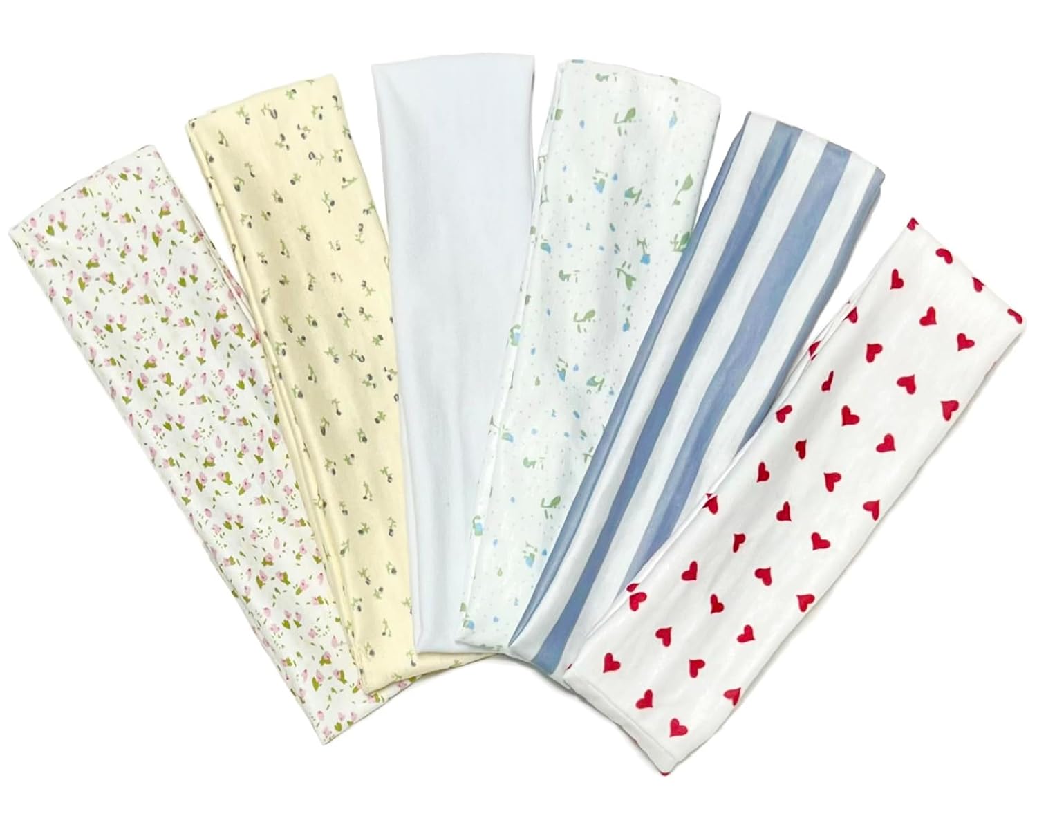 TERSE Fashion Women’s Headbands for Short Hair Non Slip Elastic Floral Hairbands, Soft Fabric 2 Inches Thick Stripe Head Bands for Girls, Valentine’s Day Heart Headbands