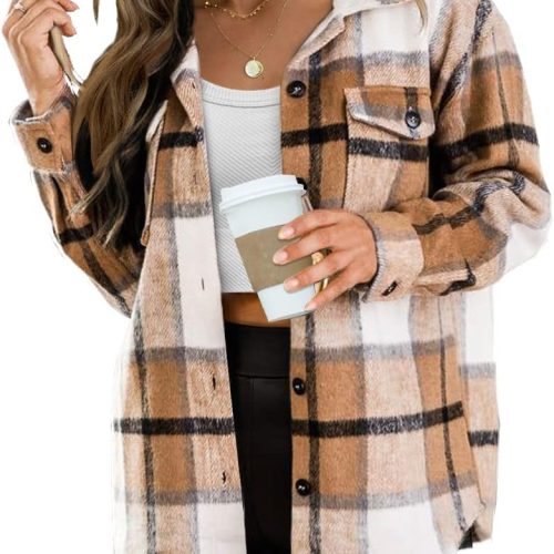 AUTOMET Womens Fall Outfits Fashion Clothes Shackets Flannel Plaid Button Down Long Sleeve Shirts Jackets 2024