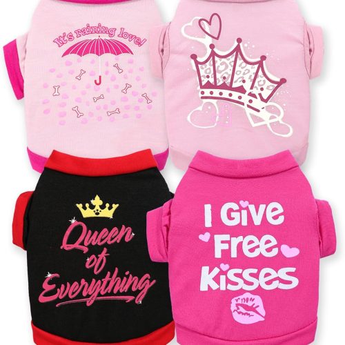 4 Pieces Dog Clothes for Small Dogs Girl Summer Puppy Shirts Cute Soft Pet T-Shirt Cat Outfit for Pets Teacup Chihuahua Yorkie Clothing,XX-Small
