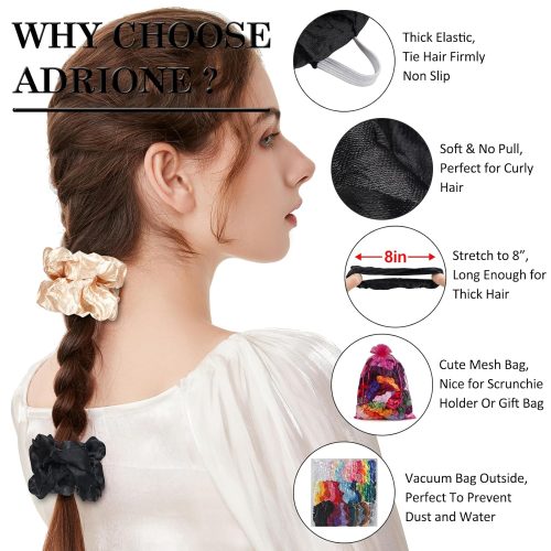 Satin Scrunchies for Women & Girls – 60 Pack Silk Scrunchies for Curly Hair