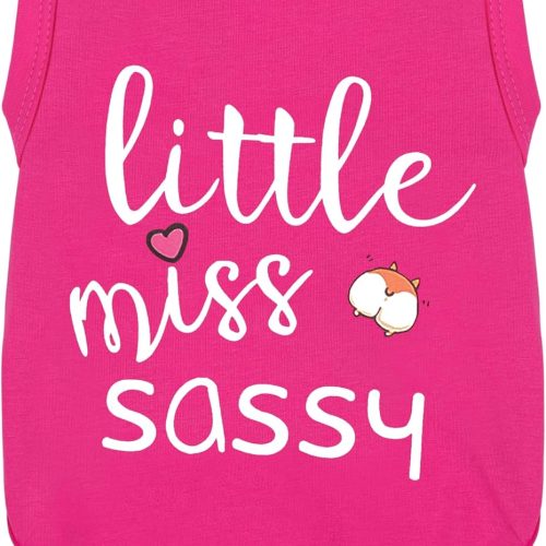 Paiaite Dog Clothes Fashionable Sleeveless Pet Vest: ‘Little Miss Sassy’ Printed Cotton Dog Shirt, Ideal for Small, Medium, and Large Breeds, Ensuring Comfort and Breathability Rose Red XS