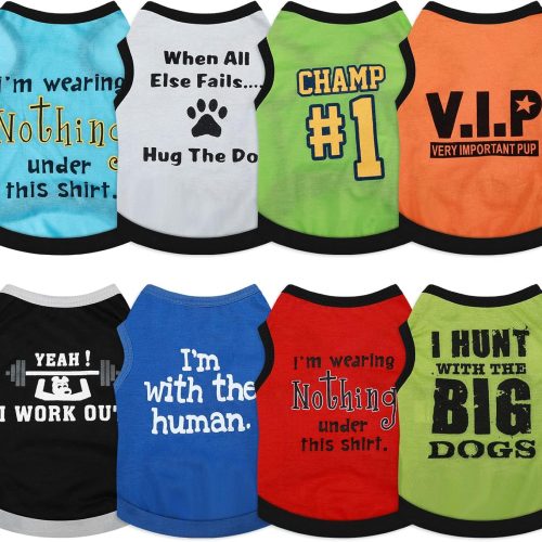 8 Pieces Dog Shirts Boy Funny Printed Puppy Clothes Summer Male Soft Dog Clothes Breathable Pet T Shirts Outfits Puppy Clothing(Small)